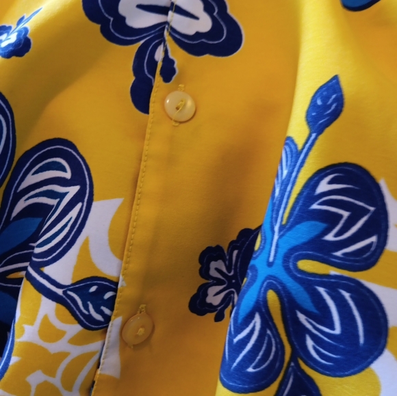 J/E/T Streetwear Men's Hawaiian Top Yellow And Blue Size XLarge.  New without ta - Picture 4 of 6